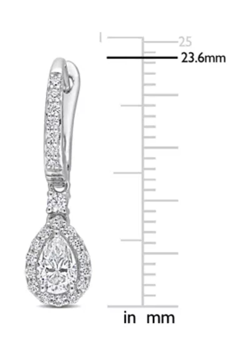 1.37 ct. t.w. Created Moissanite Teardrop Halo Earrings in Sterling Silver