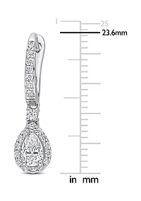 1.37 ct. t.w. Created Moissanite Teardrop Halo Earrings in Sterling Silver