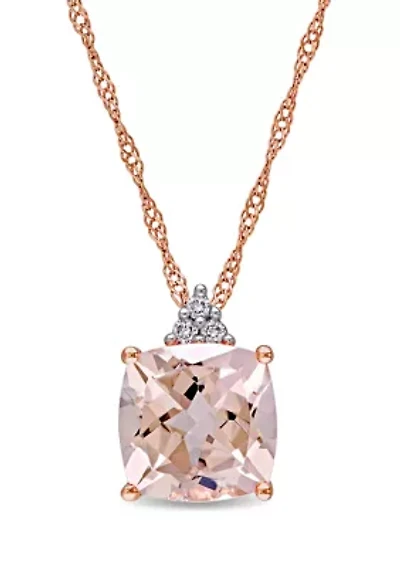 2 ct. t.w. Morganite and Diamond Accent Necklace in 14k Rose Gold