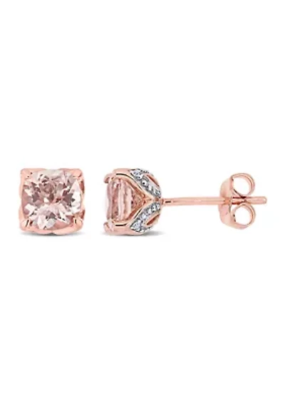 1.88 ct. t.w. Morganite and Diamond Accent Stud Earrings in 10k Rose Gold