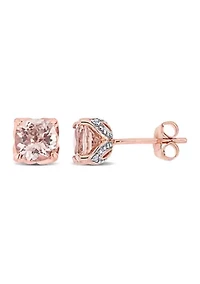 1.88 ct. t.w. Morganite and Diamond Accent Stud Earrings in 10k Rose Gold