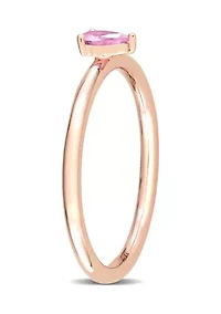 1/4 CT TGW Pink Sapphire Pear Solitaire Stackable Ring 10k Rose Gold