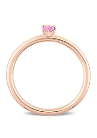 1/4 CT TGW Pink Sapphire Pear Solitaire Stackable Ring 10k Rose Gold