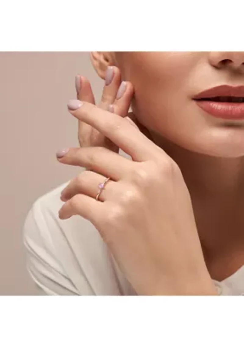 1/4 CT TGW Pink Sapphire Pear Solitaire Stackable Ring 10k Rose Gold