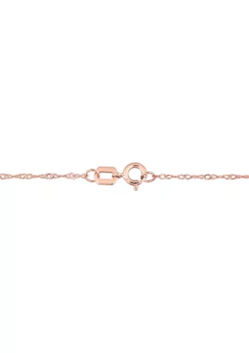 3/4 CT TGW Amethyst and 1/10 CT TW Diamond Oval Halo Necklace in 10k Rose Gold