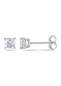 Lab Created 1/2 CT TGW Created White Sapphire Square Stud Earrings in 10k White Gold
