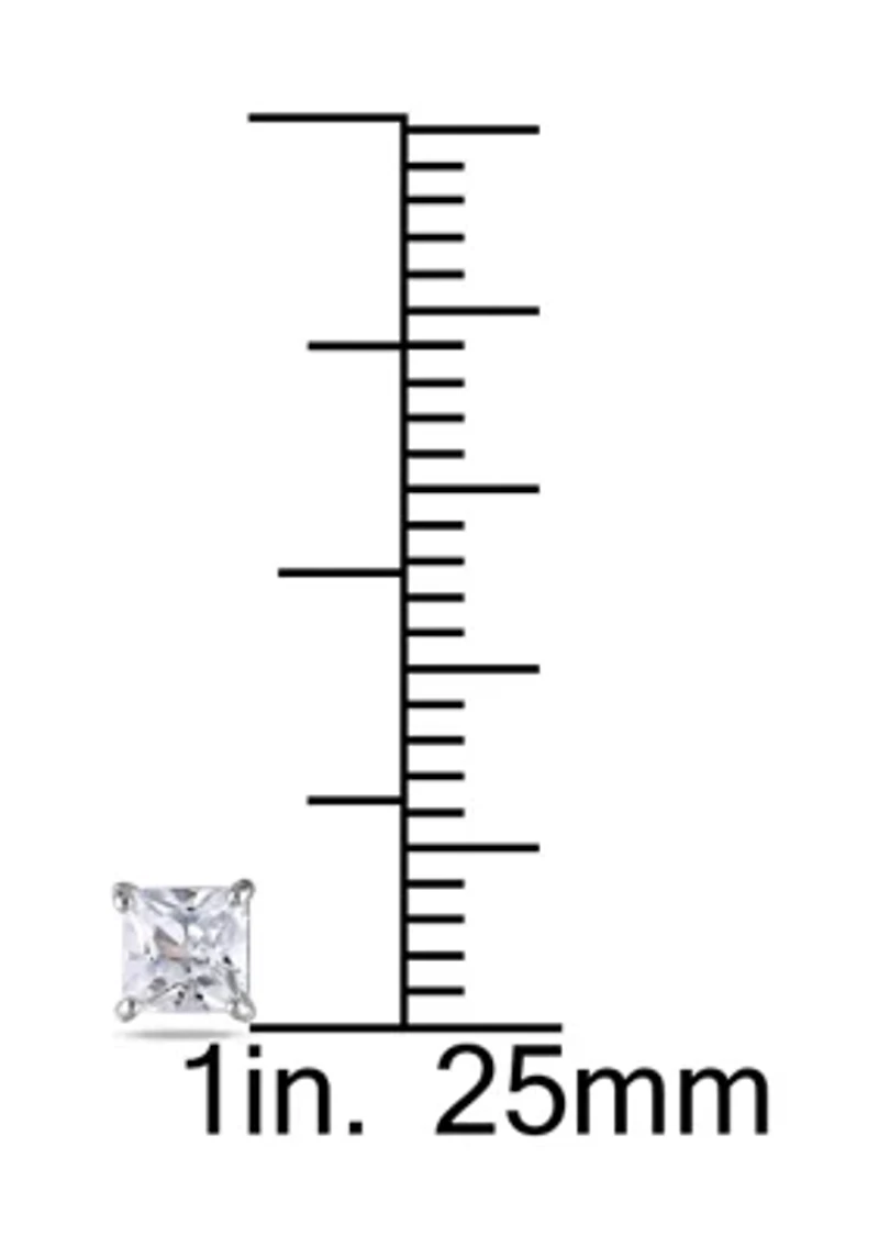 Lab Created 1/2 CT TGW Created White Sapphire Square Stud Earrings in 10k White Gold