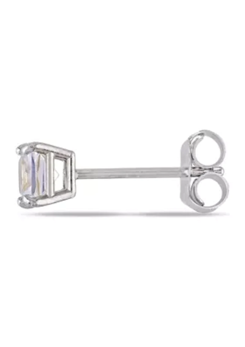 Lab Created 1/2 CT TGW Created White Sapphire Square Stud Earrings in 10k White Gold