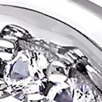 Lab Created 3/4 CT TGW Created White Sapphire Crossover Heart Necklace in Sterling Silver
