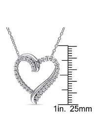 Lab Created 3/4 CT TGW Created White Sapphire Crossover Heart Necklace in Sterling Silver