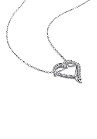 Lab Created 3/4 CT TGW Created White Sapphire Crossover Heart Necklace in Sterling Silver