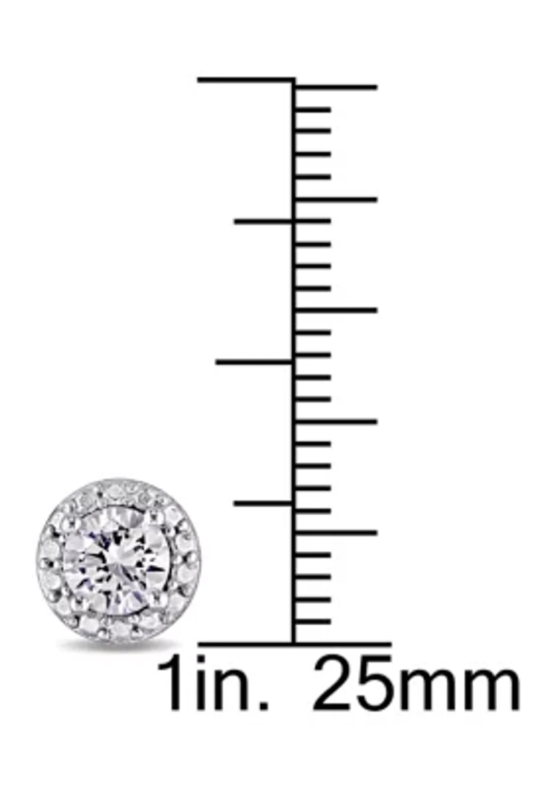 Lab Created 1.3 CT TGW Created White Sapphire Halo Stud Earrings in Sterling Silver