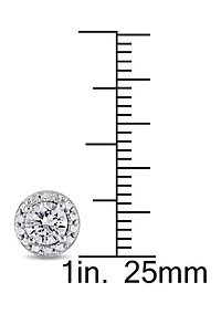 Lab Created 1.3 CT TGW Created White Sapphire Halo Stud Earrings in Sterling Silver