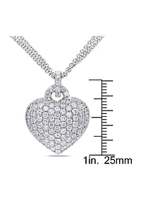 Lab Created 3.5 CT TGW Created White Sapphire Heart Triple-Strand Chain Necklace in Sterling Silver