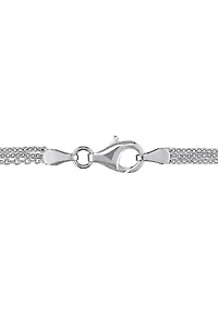 Lab Created 3.5 CT TGW Created White Sapphire Heart Triple-Strand Chain Necklace in Sterling Silver