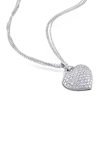 Lab Created 3.5 CT TGW Created White Sapphire Heart Triple-Strand Chain Necklace in Sterling Silver