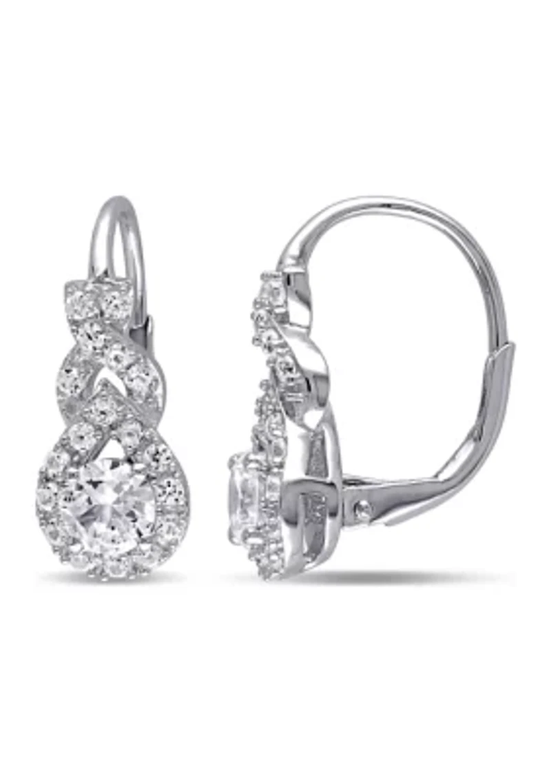 Lab Created 2 CT TGW Created White Sapphire Twist Drop Earrings in Sterling Silver