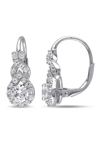 Lab Created 2 CT TGW Created White Sapphire Twist Drop Earrings in Sterling Silver