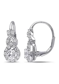 Lab Created 2 CT TGW Created White Sapphire Twist Drop Earrings in Sterling Silver