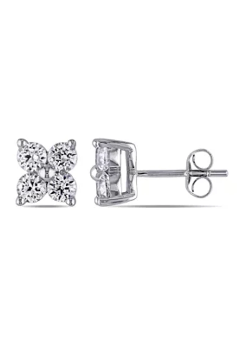 Lab Created 1.8 CT TGW Created White Sapphire Floral Stud Earrings in 10k White Gold