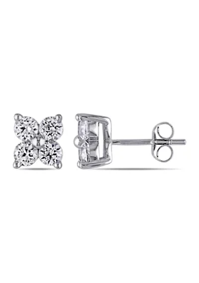Lab Created 1.8 CT TGW Created White Sapphire Floral Stud Earrings in 10k White Gold