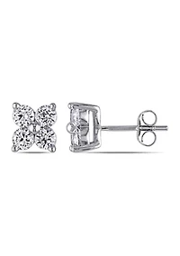 Lab Created 1.8 CT TGW Created White Sapphire Floral Stud Earrings in 10k White Gold