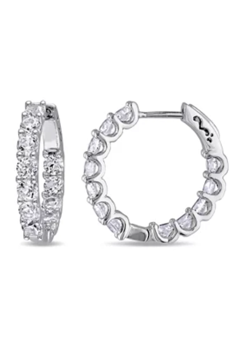 Lab Created 4.1 CT TGW Created White Sapphire Inside Outside Hoop Earrings in Sterling Silver
