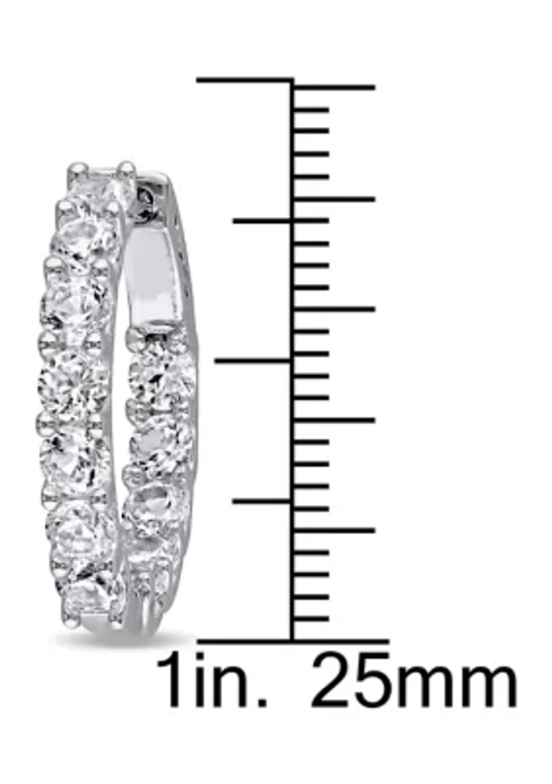 Lab Created 4.1 CT TGW Created White Sapphire Inside Outside Hoop Earrings in Sterling Silver