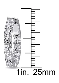 Lab Created 4.1 CT TGW Created White Sapphire Inside Outside Hoop Earrings in Sterling Silver