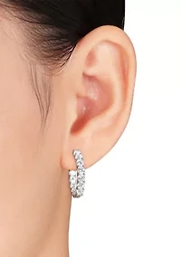 Lab Created 4.1 CT TGW Created White Sapphire Inside Outside Hoop Earrings in Sterling Silver
