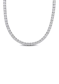 Lab Created 33 CT TGW Created White Sapphire Tennis Necklace in Sterling Silver