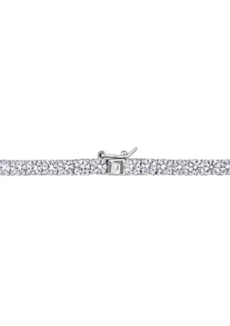 Lab Created 33 CT TGW Created White Sapphire Tennis Necklace in Sterling Silver