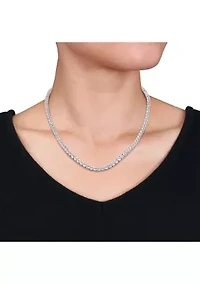 Lab Created 33 CT TGW Created White Sapphire Tennis Necklace in Sterling Silver