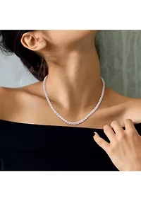 Lab Created 33 CT TGW Created White Sapphire Tennis Necklace in Sterling Silver