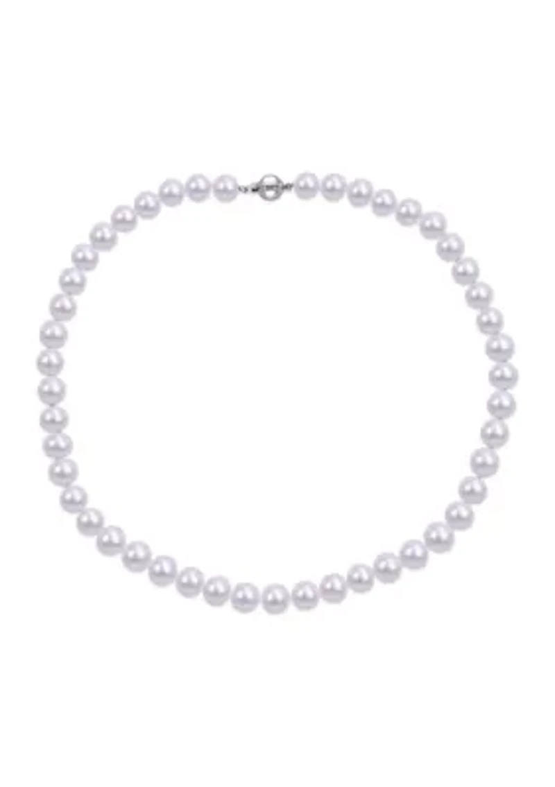 9-10MM Freshwater Cultured Pearl 18" Strand Necklace with Sterling Silver Clasp