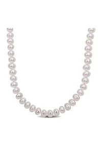 5-6MM Freshwater Cultured Pearl 18" Strand Necklace with Sterling Silver Clasp