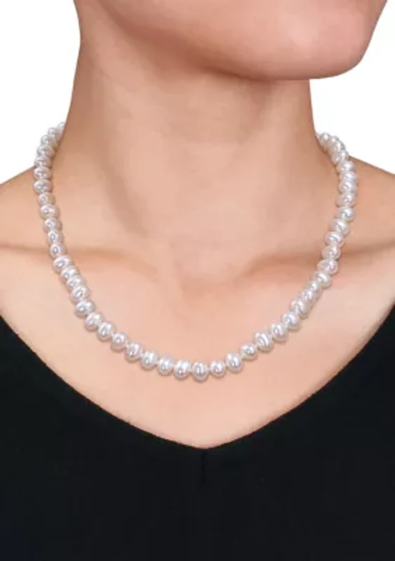 5-6MM Freshwater Cultured Pearl 18" Strand Necklace with Sterling Silver Clasp