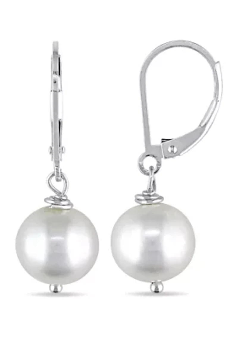 10-11MM Cultured Freshwater Pearl Drop Earrings in Sterling Silver