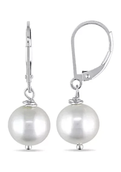 10-11MM Cultured Freshwater Pearl Drop Earrings in Sterling Silver