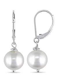10-11MM Cultured Freshwater Pearl Drop Earrings in Sterling Silver