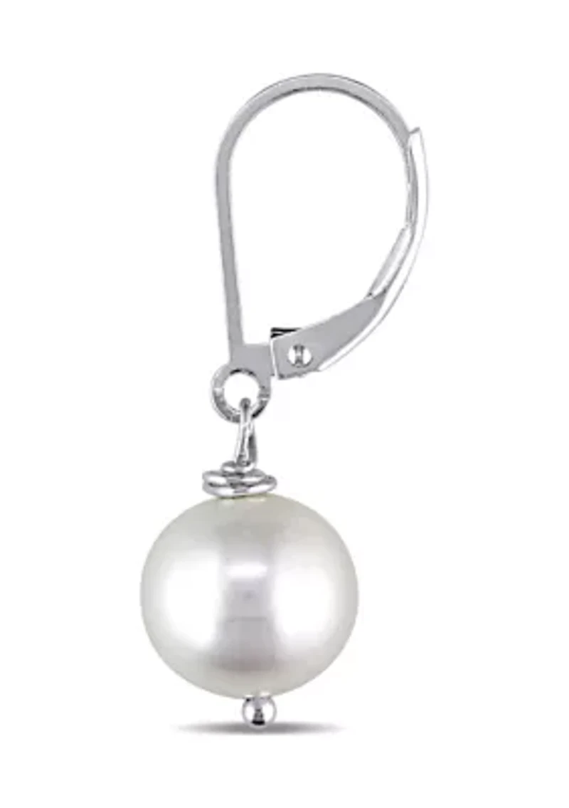 10-11MM Cultured Freshwater Pearl Drop Earrings in Sterling Silver