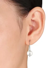 10-11MM Cultured Freshwater Pearl Drop Earrings in Sterling Silver