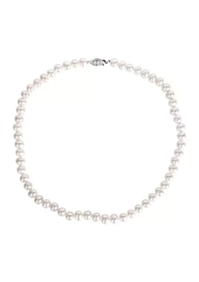 6.5-7MM Cultured Freshwater Pearl 16" Strand Necklace with Sterling Silver Clasp