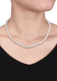 6.5-7MM Cultured Freshwater Pearl 16" Strand Necklace with Sterling Silver Clasp