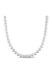 7-7.5MM Cultured Freshwater Pearl 16" Strand Necklace with Sterling Silver Clasp