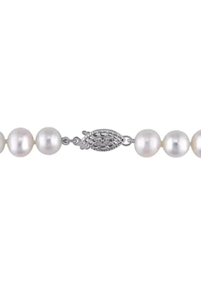 7-7.5MM Cultured Freshwater Pearl 16" Strand Necklace with Sterling Silver Clasp
