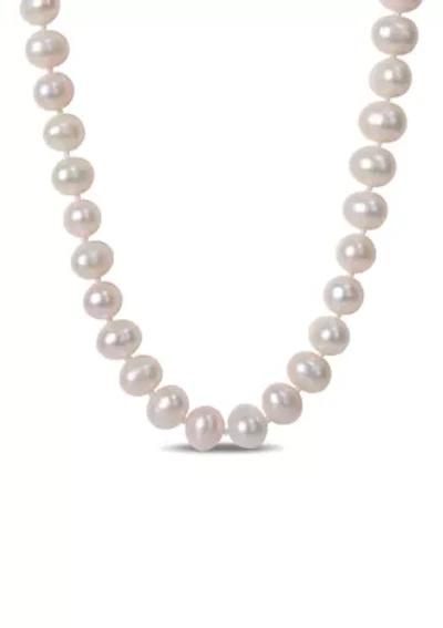 7.5-8MM Cultured Freshwater Pearl 24" Strand Necklace with Sterling Silver Clasp