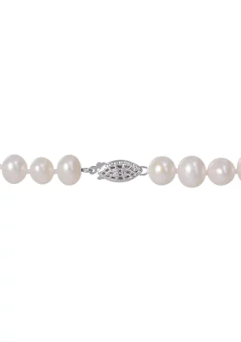 7.5-8MM Cultured Freshwater Pearl 24" Strand Necklace with Sterling Silver Clasp