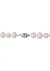 7.5-8MM Cultured Freshwater Pearl 24" Strand Necklace with Sterling Silver Clasp