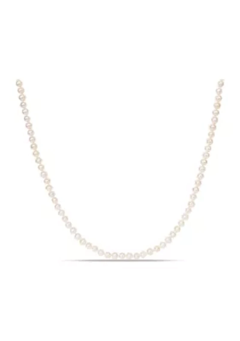 5-6MM Freshwater Cultured Pearl 24" Strand Necklace with Sterling Silver Clasp